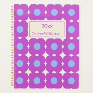 Motif floral rétro violet personnalisé milieu mod