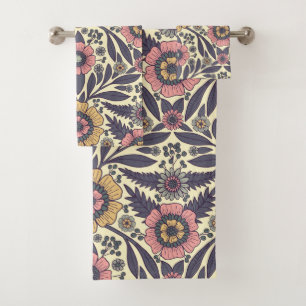 Motif Floral rose et bleu sans joint