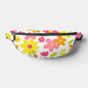 Motif floral rose et jaune rétro d'été lumineux
