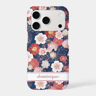 Motif floral rose japonais monogrammé