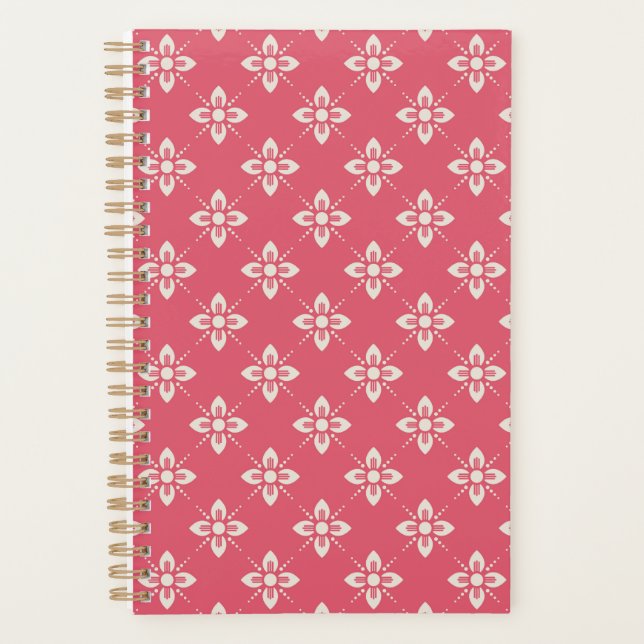 Motif floral rose vibrant avec fleurs géométriques (Devant)