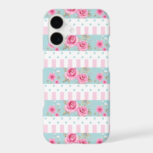 Motif Floral Roses Rose et Menthe Vintage Romantiq
