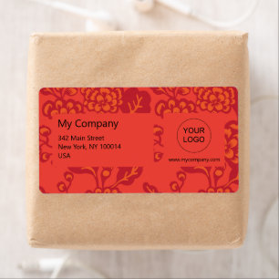 Motif floral rouge et orange vibrant et gras