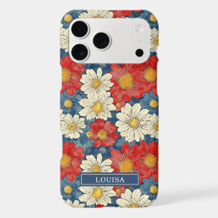 Motif Floral Rouge Japonais Monogrammé
