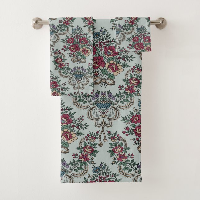Motif Floral Rouge Vert Jaune Bleu Fleurs (En situation)