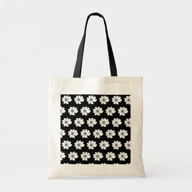Motif floral Sac fourre-tout noir et blanc (Devant)