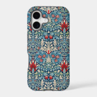 Motif floral sur fond bleu de feuilles vertes
