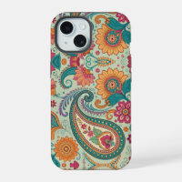 Motif floral vert clair Paisley Boho vibrant