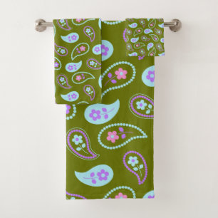 Motif floral vert et bleu de Paisley