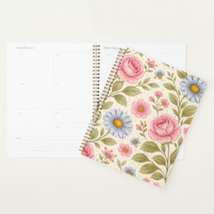 Motif floral vintage avec roses et marguerites 
