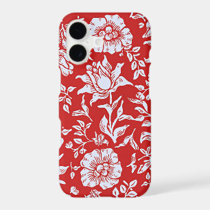 Motif floral vintage rouge et blanc joyeux