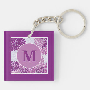 Motif floral violet foncé monogramme