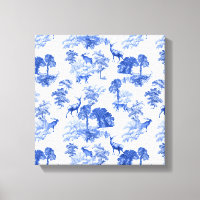 Motif forestier Blue Toile Deer Fox