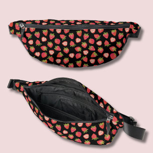 Motif fraise rouge noir