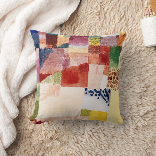 Motif from Hammamet by Paul Klee, Abstract Art Throw Pillow (Blanket)