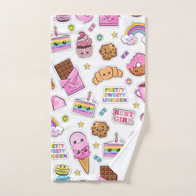 Motif Funny Unicorn Magique Arc-en-ciel mou (Serviette à main)