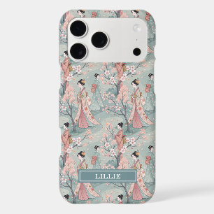 Motif Geisha Sakura Japonais Monogrammé