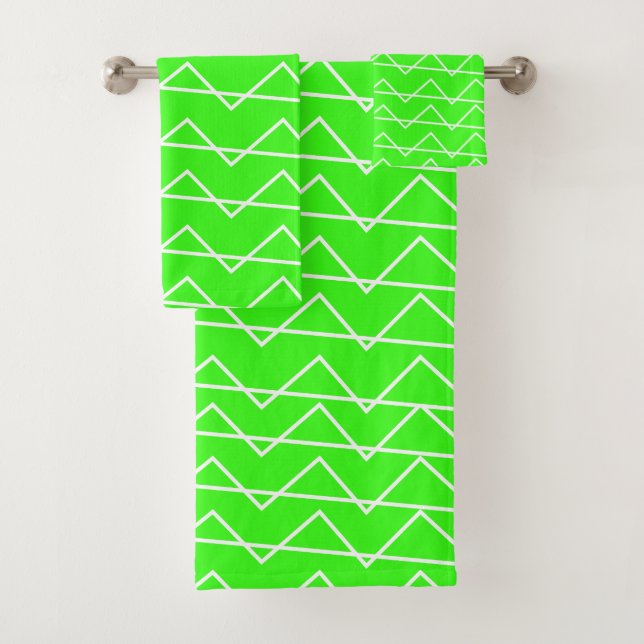Motif géométrique blanc blanc blanc vert de Chevro (En situation)