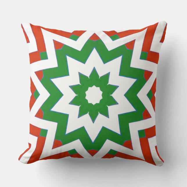 Motif géométrique blanc rouge Coussins (Recto)