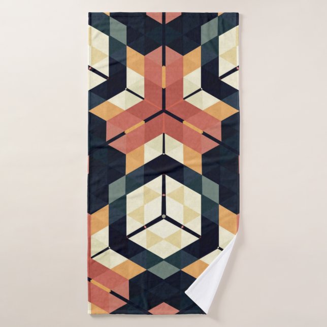 Motif géométrique Carré Hexagon coloré (Serviette de bain)