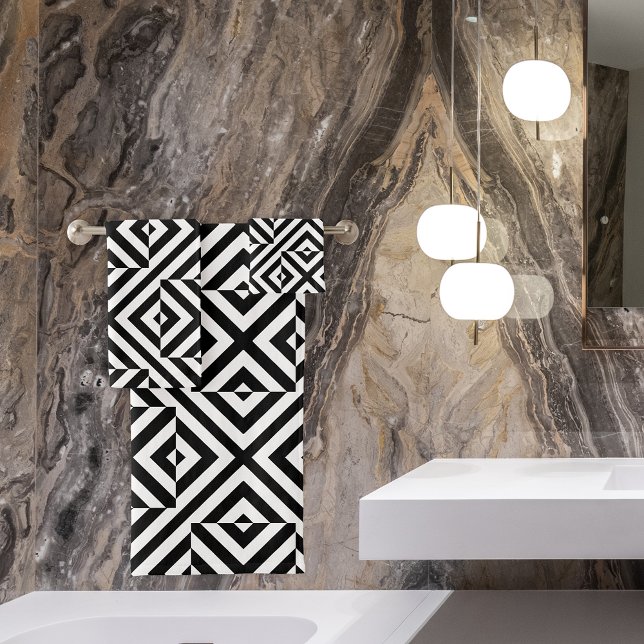 Motif géométrique d'art rayé noir et blanc (Créateur téléchargé)