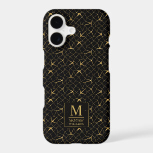 Motif géométrique de luxe pailleté noir et or