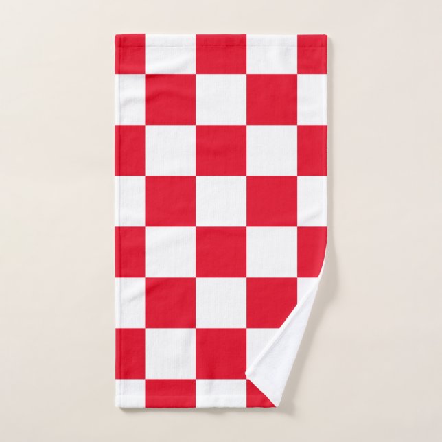 Motif géométrique en damier croate rouge (Serviette à main)