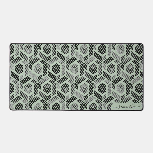 Motif géométrique en points verts sur sauge (Recto)