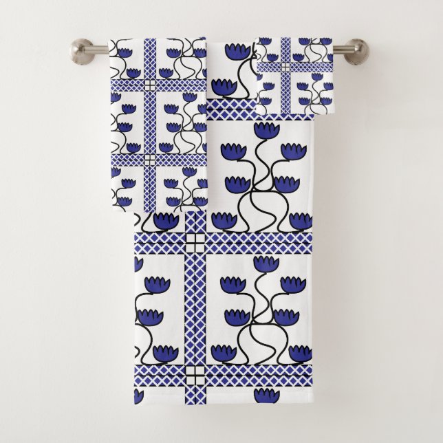 Motif géométrique Flore bleu asiatique persan (En situation)