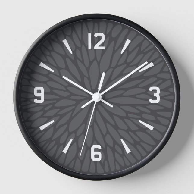 Motif géométrique gris moderne Horloge ⏰ (Recto)
