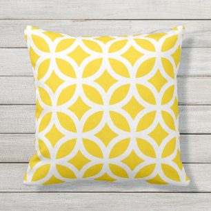 Motif géométrique jaune soleil Coussins extérieurs