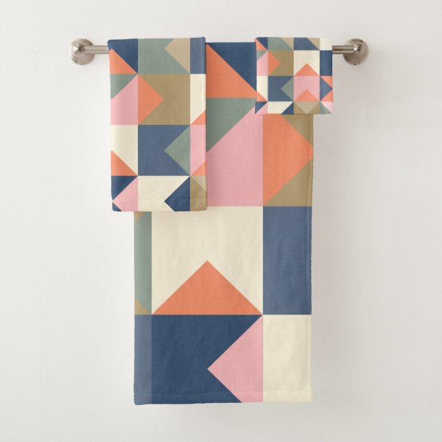 Motif géométrique mignon en marine et corail (En situation)