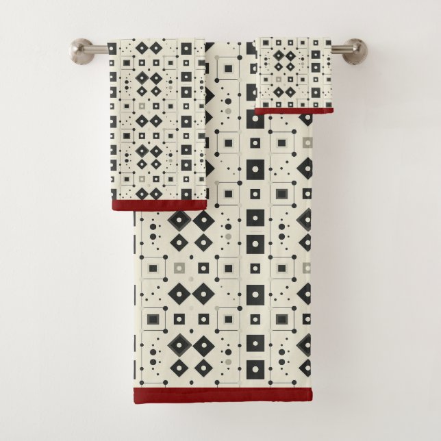 Motif géométrique moderne noir blanc rouge (En situation)