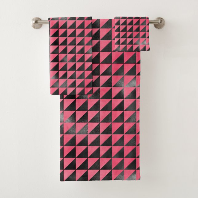 Motif géométrique moderne rose noir métallique bri (En situation)