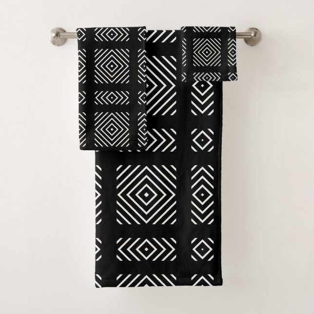Motif géométrique noir et blanc Ama (En situation)