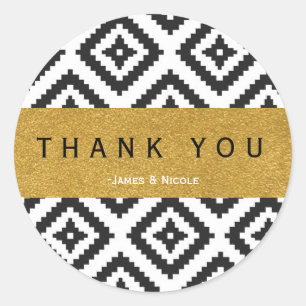 Motif géométrique noir et blanc & Sticker or