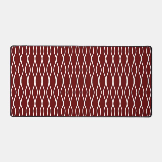Motif géométrique ondulé abstrait blanc sur marron (Recto)