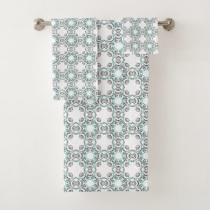 Motif géométrique sarcelle et blanc