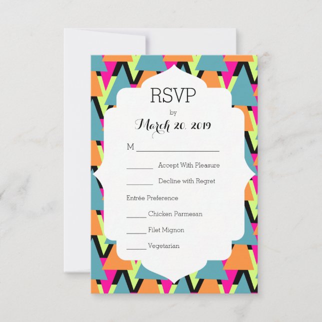 Motif géométrique style RSVP 80 de mariage (Devant)