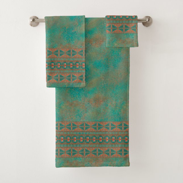 Motif géométrique Turquoise en cuivre du sud-ouest (En situation)