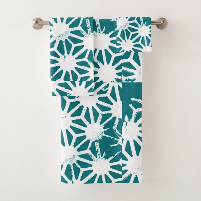 motif géométrique turquoise et blanc (En situation)