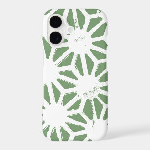 Motif géométrique vert olive et blanc