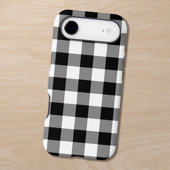 Motif Gingham Noir Blanc (Black White Gingham Pattern Case-Mate iPhone Case in situ)