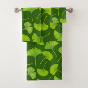 Motif Ginkgo sur vert foncé