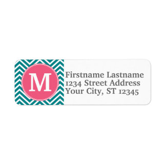 Motif Girl Chevron avec Monogramme - Turquoise ros