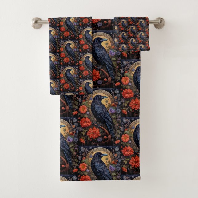 Motif gothique noir corbeau noir (En situation)
