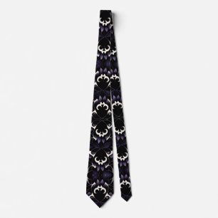 Motif gothique noir et violet #2 Cravate crâne