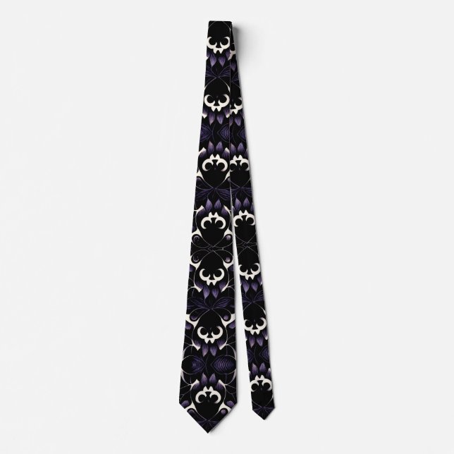 Motif gothique noir et violet #2 Cravate crâne (Devant)