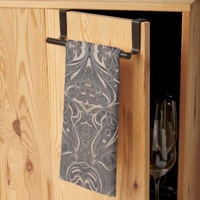 Motif gothique Serviette de cuisine noire (Pliage en tiers)