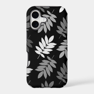 Motif Grande Feuille Elder Noir Blanc Gris
